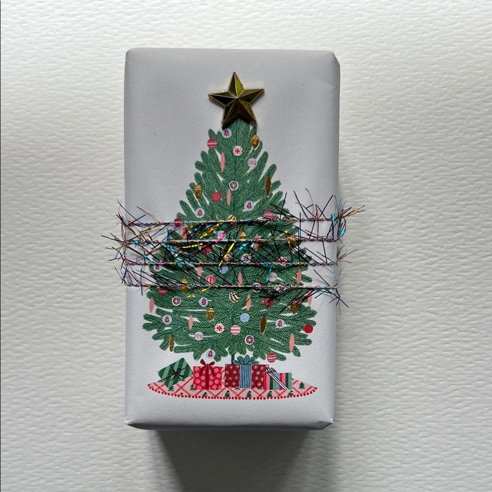 George & Viv Anthropologie holiday gift soap with Christmas tree and Tinsel